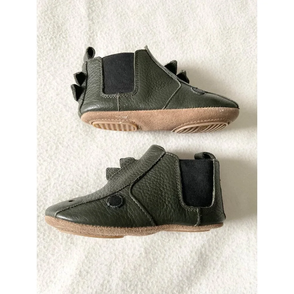 Liewood BEST US7.5 booties Edith Leather Slippers DINOSAUR GREEN WALKER - Picture 4 of 7